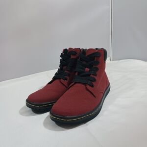 Dr. Martens Red Canvas Boots